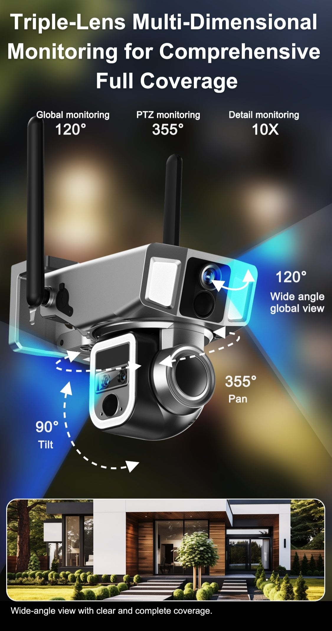 ELE- E7A（4G vision） 2K Solar&Battery  Dual Linkage PTZ  Camera